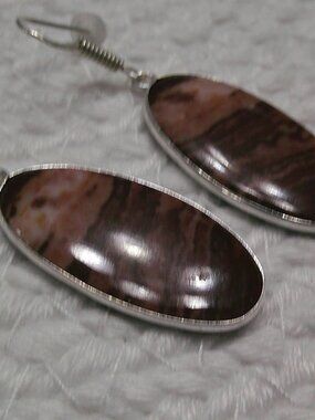 Natural COCONUT JASPER Handmade Sterling 925 Dangle Earrings #646E